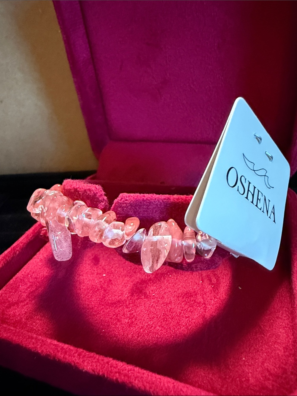 Oshena - Watermelon tourmaline Chip Bracelet